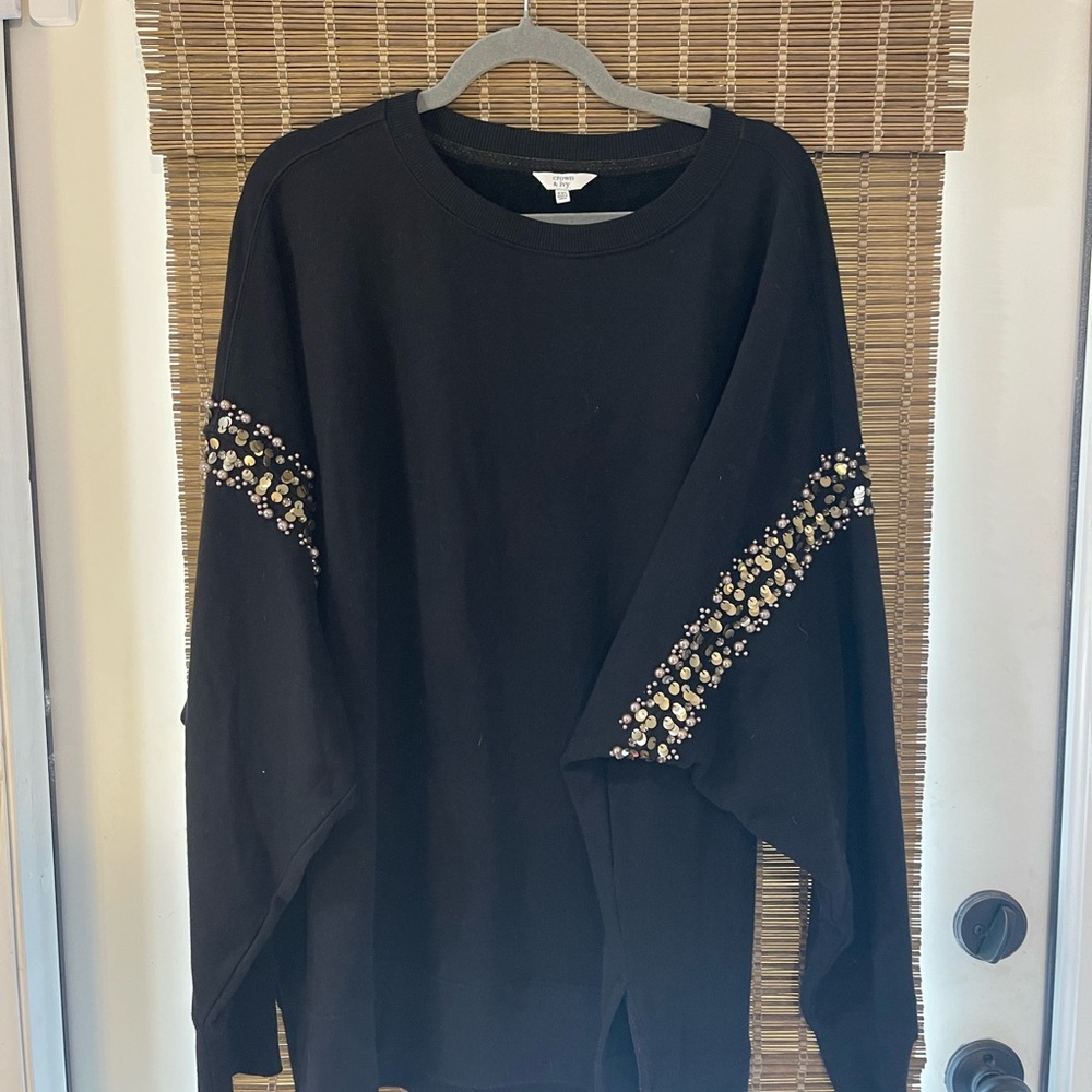 Crown & Ivy Black Sweatshirt with Gold Accents